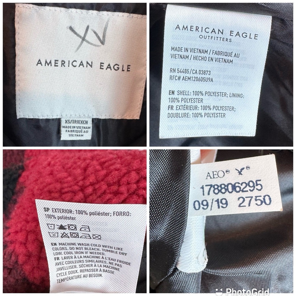 American Eagle Buffalo Plaid‎ Jacket Women's XS Popover Sweater Winter Christmas - Picture 2 of 12